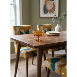 Vintage King's Crown by Tiffin Glass Amber Sherbet Dessert Dish Thumbprint MCM